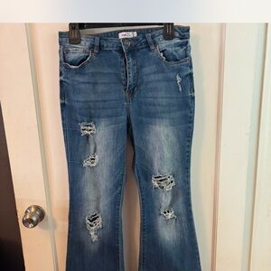 Women's Blue Distressed Jeans